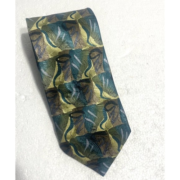 Jerry Garcia Silk Tie Blue Mountain Collection Forty Two Green Aqua Yellow - Picture 1 of 9